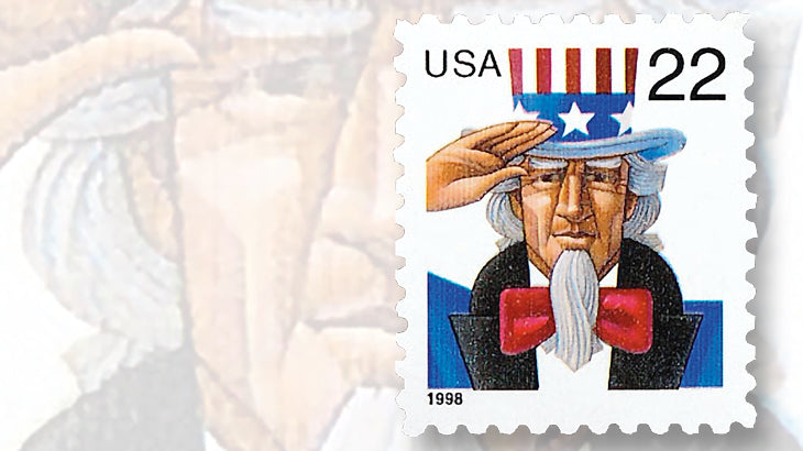 NOT Forever Stamp-22¢ Stamps 1998 Uncle Sam – Patriotic Symbol, First-Class Postage