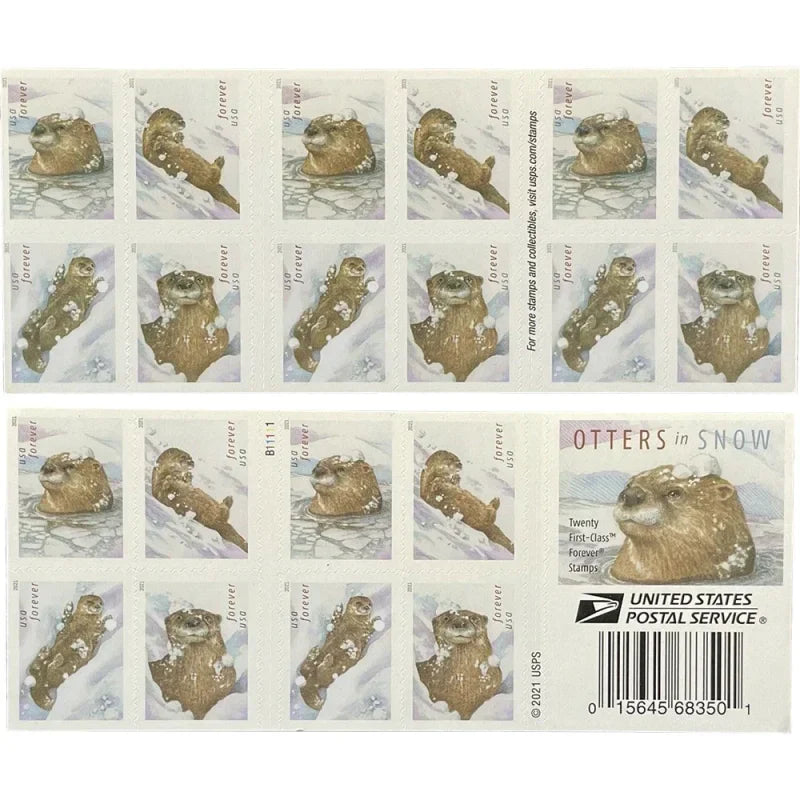 Forever Stamps 2021 Otters in Snow – Nature, First-Class Postage