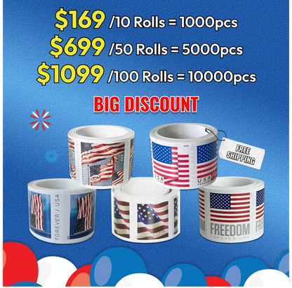 Highly Recommended: $149 for 10 Rolls(1000pcs) – 2017/2023/2024/2025 Flag