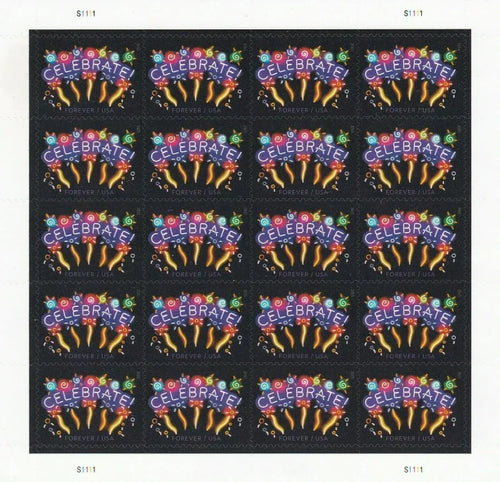 Forever Stamps 2015 Neon Celebrate – Festive Greetings, First-Class Postage