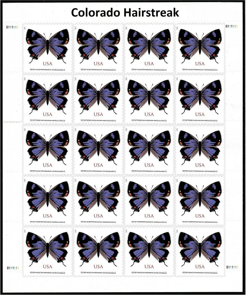 NOT Forever Stamp-$1.29 Stamps 2021 Colorado Hairstreak Butterfly – Non-Machinable Surcharge, First-Class Rate