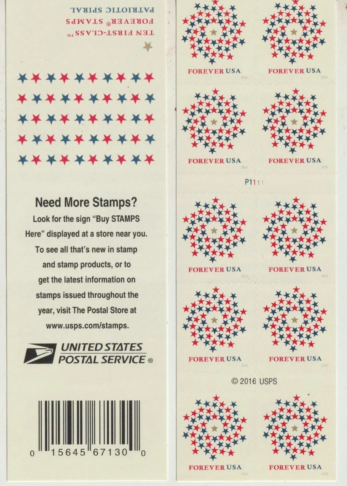Forever Stamps 2016 Patriotic Spiral – National Pride, First-Class Postage